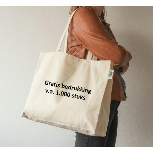 Fairtrade 310Gr/m2 OEKO-TEX® katoen shopper boodschappentas, ecru Fairtrade 310Gr/m2 OEKO-TEX® katoen shopper boodschappentas, ecru